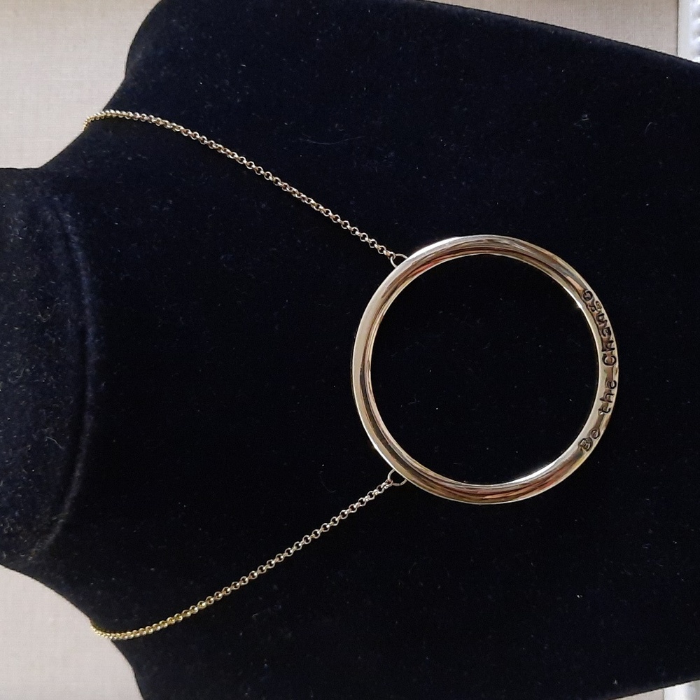 Gold-tone "Be The Change" Circle Pendant Necklace